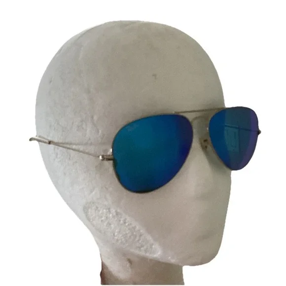 Ray-Ban RB 3025 112/17 58-14 Aviator Large Metal Gold Sunglasses Blue Mirror - Picture 2 of 10